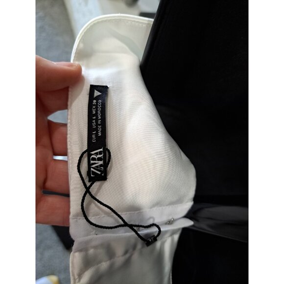 Zara Viral Satin White Dress Size Large Strappy Back Silky Midi Sleeveless Large - Picture 7 of 14